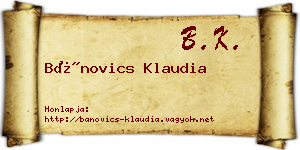 Bánovics Klaudia névjegykártya